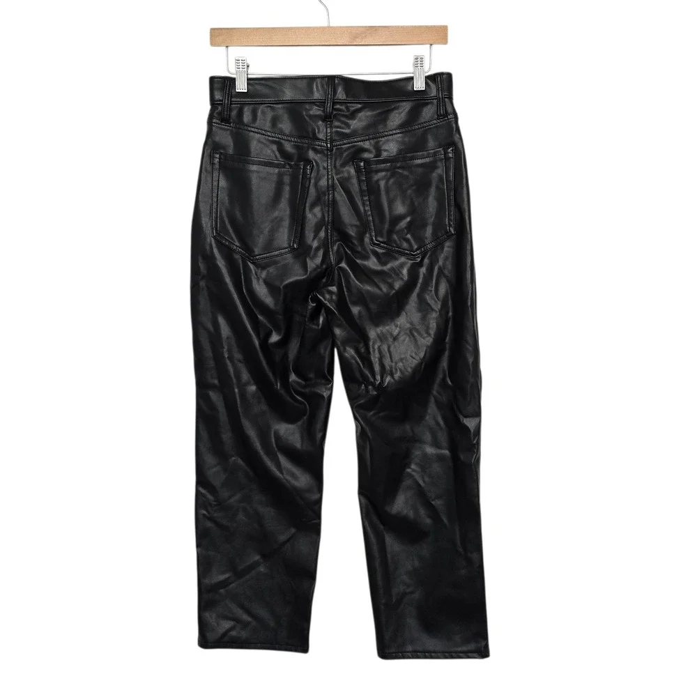 Abercrombie‎ & Fitch Black Faux Leather Ultra High Rise Straight Pants Size 29 S